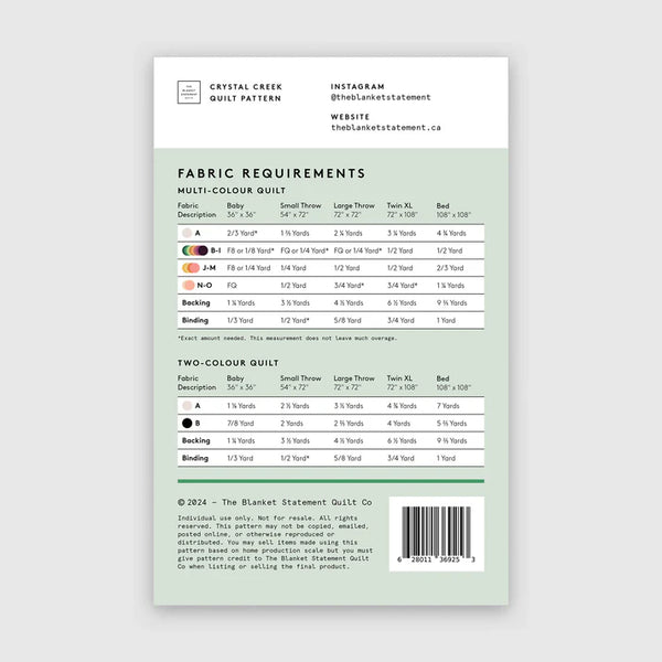 The Blanket Statement Crystal Creek Quilt Pattern