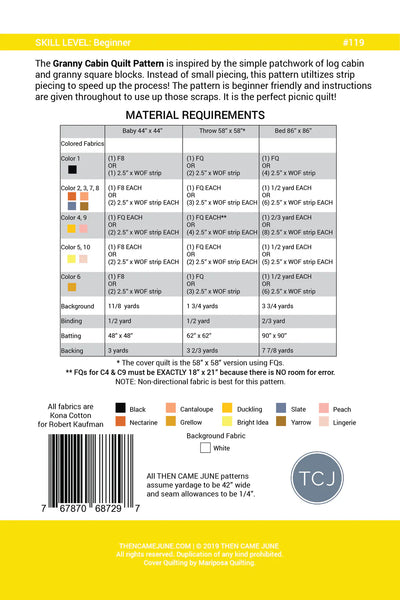 Then Came June Granny Cabin Quilt Pattern