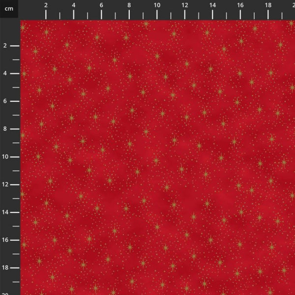 Stof We Love Christmas Stars and Spotty Red Gold