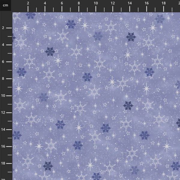 Stof We Love Christmas Stars and Starflakes Light Blue Silver