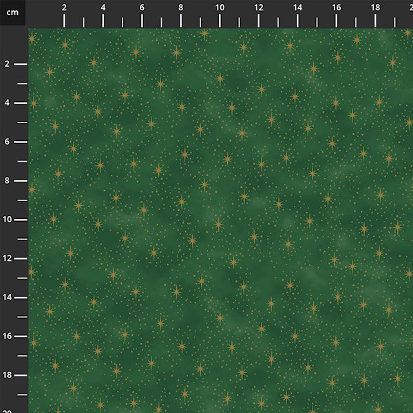 Stof We Love Christmas Stars and Spotty Green Gold