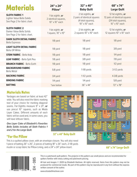 Elizabeth Hartman - Snuggly Sloths Pattern