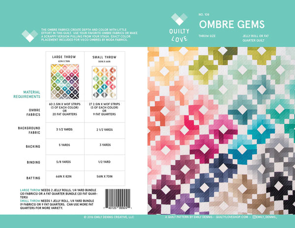 Quilty Love Ombre Gems Quilt Pattern