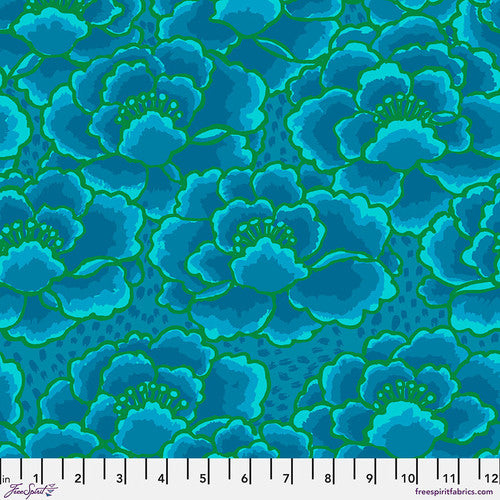 Philip Jacob Wide Backing Tonal Floral - Turquoise